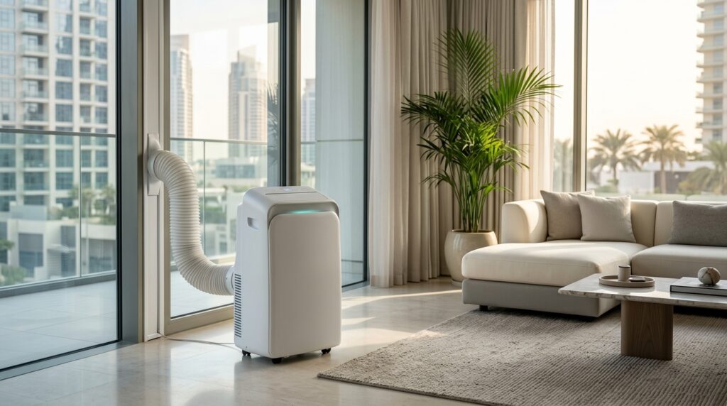 Portable AC Unit in a Modern Dubai Apartment